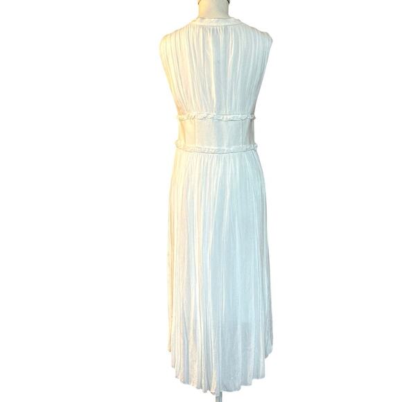 ZARA NWOT Women’s Contrasting Button-Up Midi Dress V-Neck Ecru Size S - Picture 5 of 9